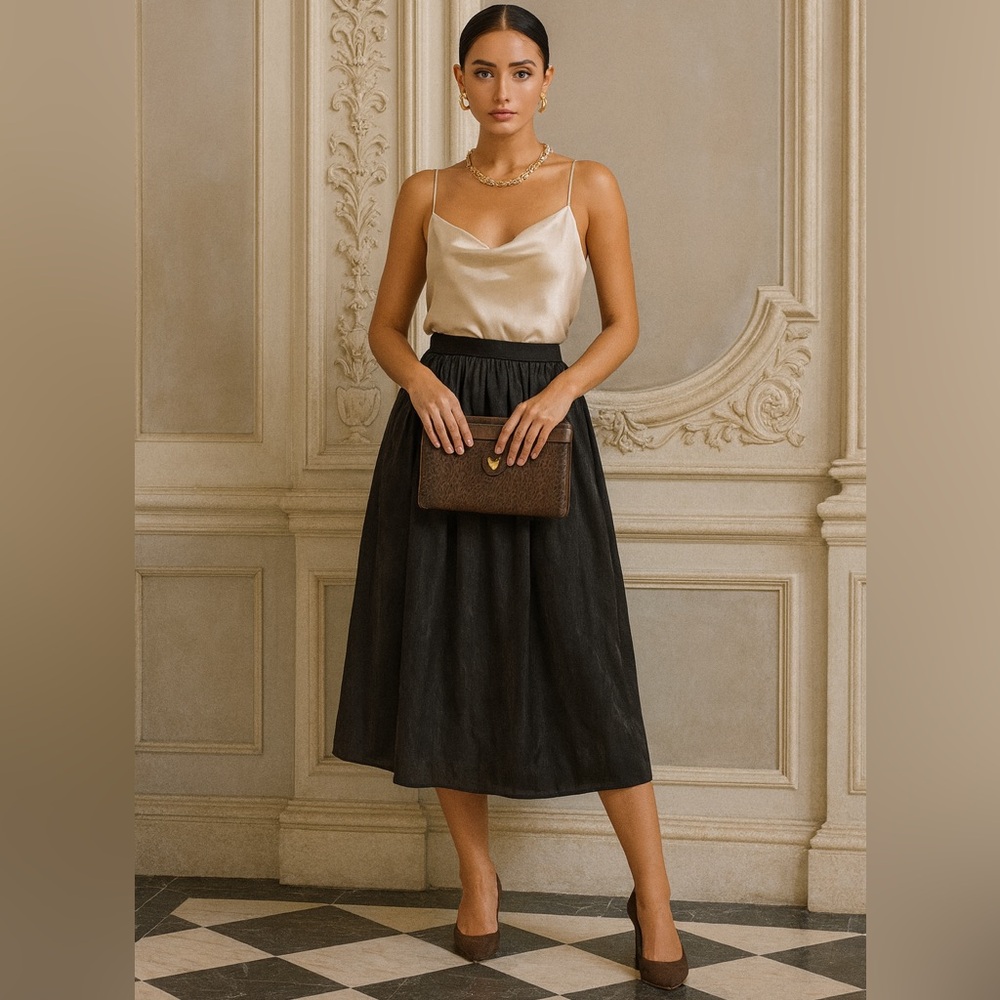 Long, Shimmer Skirt With Elastic Band